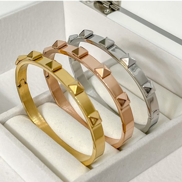 Geometric Jewelry Pyramid Bangle Bracelet Rockstar Jewelry Bangle Bracelets - Picture 8 of 11